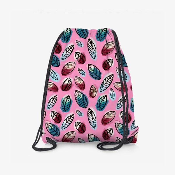 Рюкзак «Нежный узор листьев на розовом фоне. Девчячий принт »