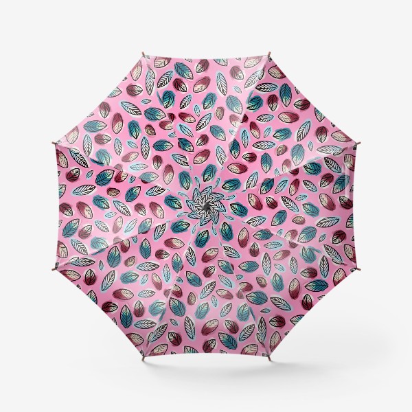 Зонт «Нежный узор листьев на розовом фоне. Девчячий принт »