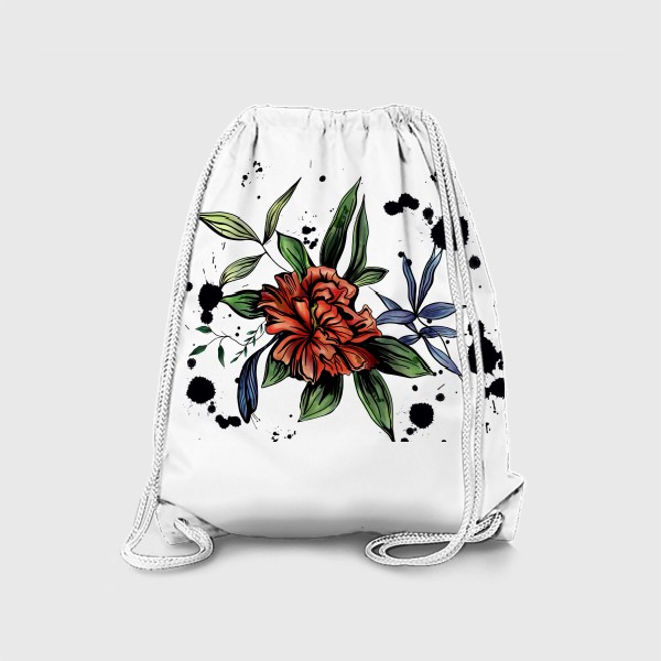 Рюкзак «Красный цветок с черными брызгами»