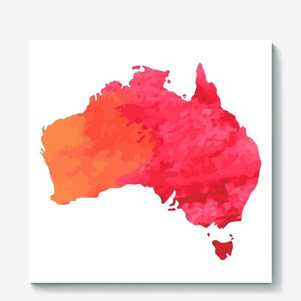 Холст «Карта Австралии с розовой акварельной текстурой»