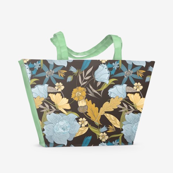 Пляжная сумка &laquo;Винтажный осенний цветочный узор&raquo;