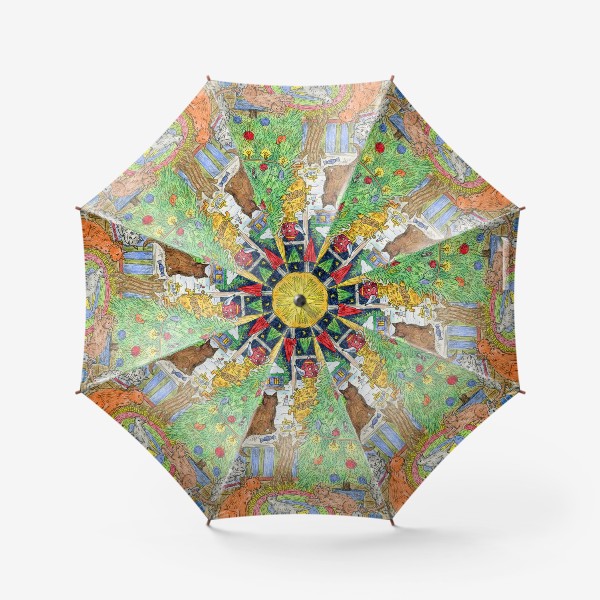 Зонт «Новый год в избушке»