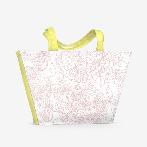 Пляжная сумка &laquo;Розовый узор на белом фоне&raquo;