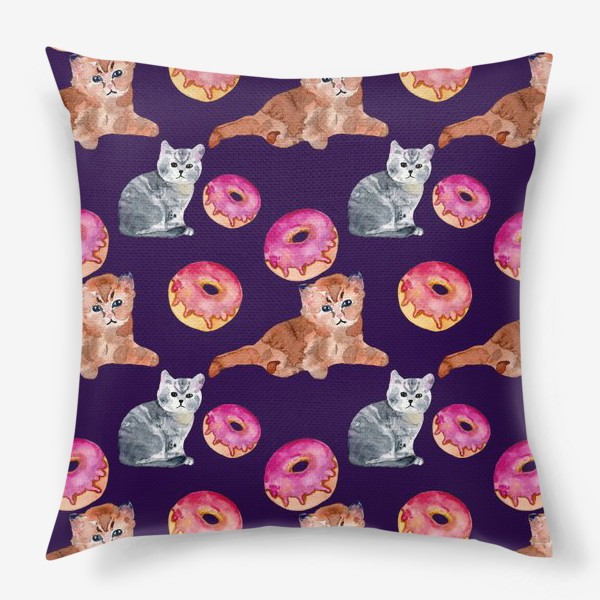 Подушка «котята и пончик»