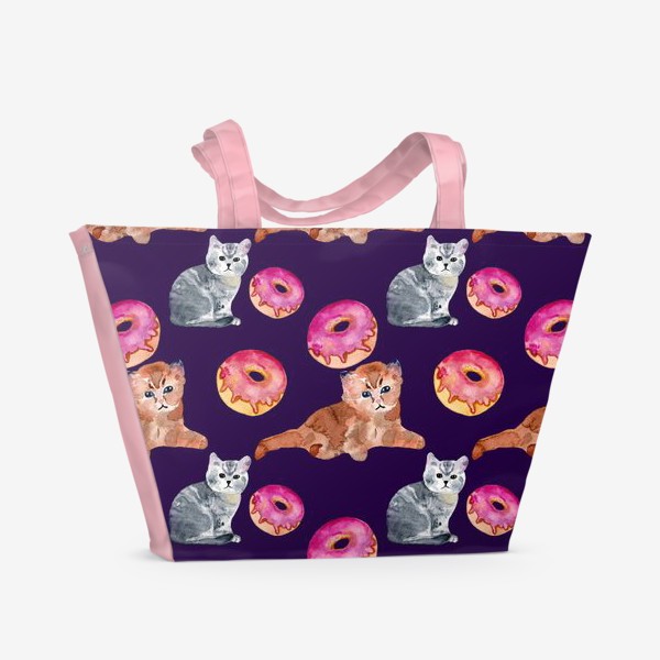 Пляжная сумка «котята и пончик»