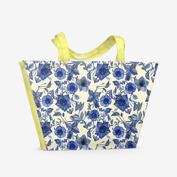 Пляжная сумка «голубые цветы»