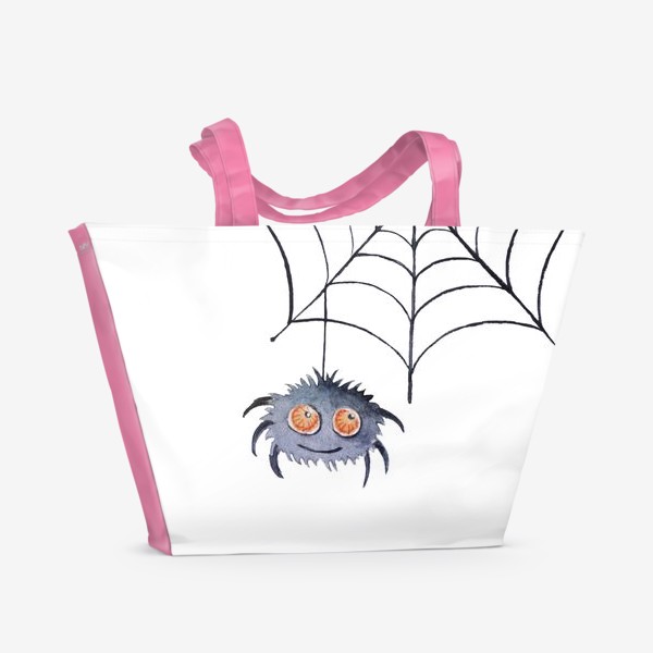 Пляжная сумка «Паук и паутина Акварель»