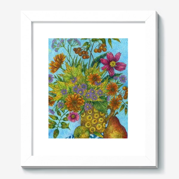 Картина «Яркий букет цветов и листьев»