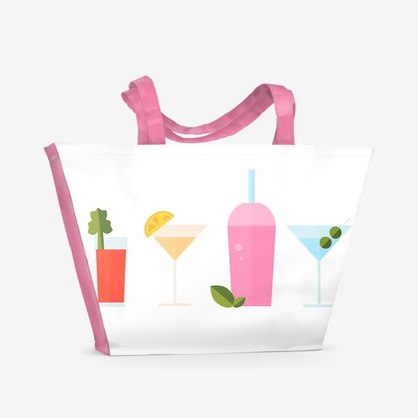 Пляжная сумка &laquo;Летний коктейль сет. Яркие сочные напитки&raquo;