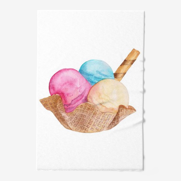 Полотенце «Акварель, сладкий десерт, мороженое и вафли»