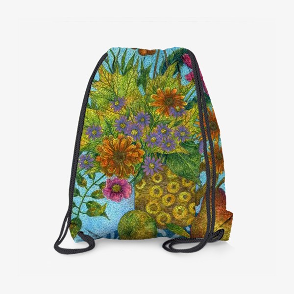 Рюкзак «Яркий букет цветов и листьев»