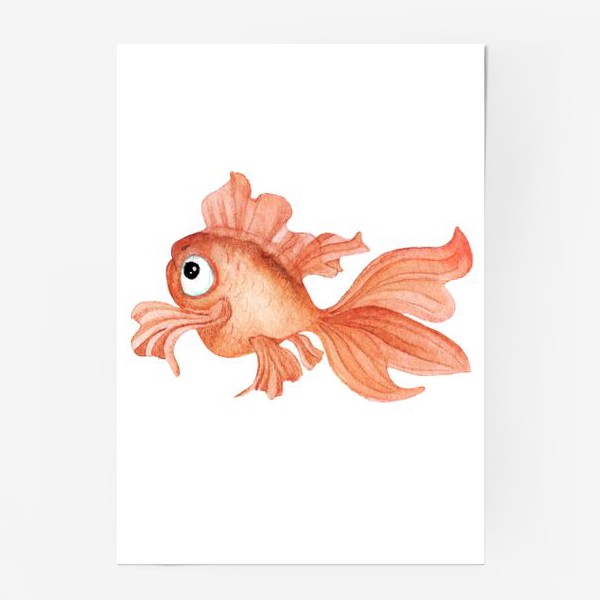 Постер «Акварель. Золотая рыбка »