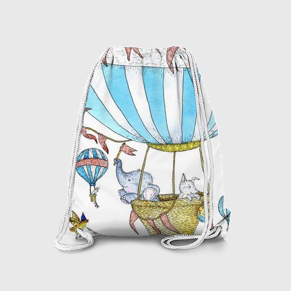 Рюкзак «Путешествие слонёнка и щенка на воздушном шаре»