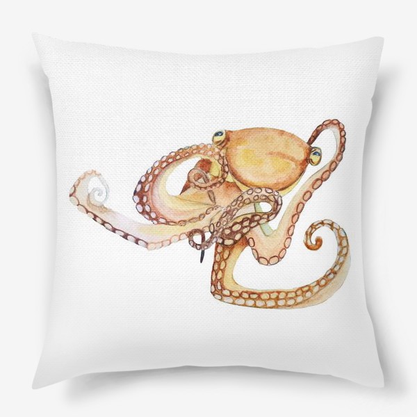Подушка «Акварель милый осьминог»