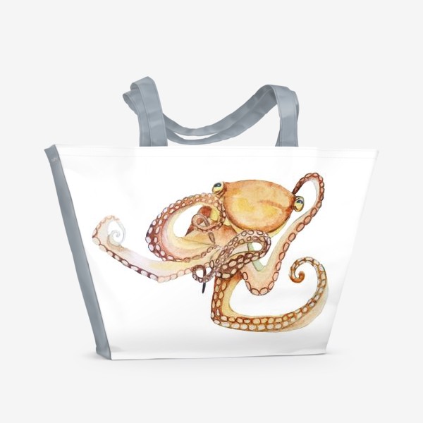 Пляжная сумка «Акварель милый осьминог»