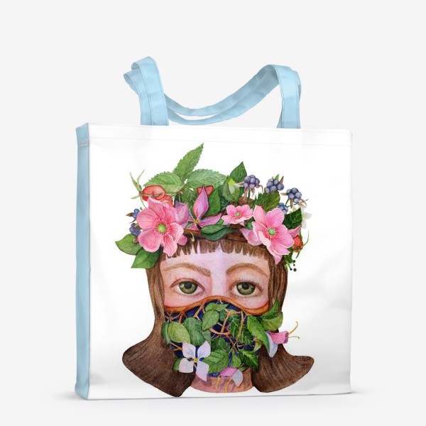 Сумка-шоппер «Акварель Девушка в маске из цветов»