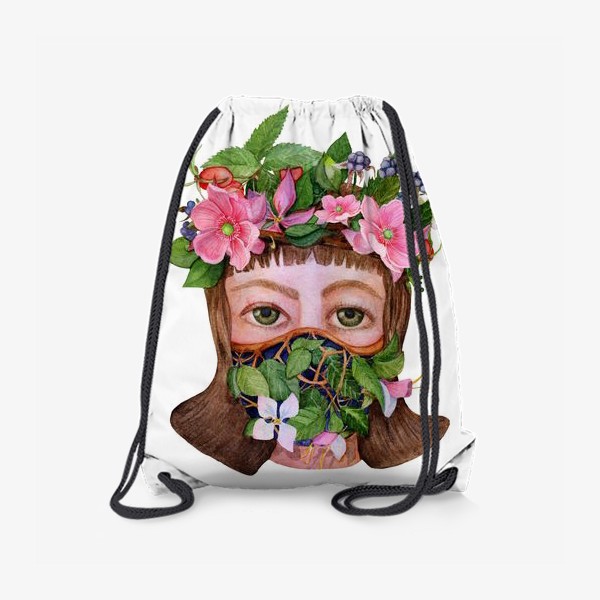Рюкзак «Акварель Девушка в маске из цветов»