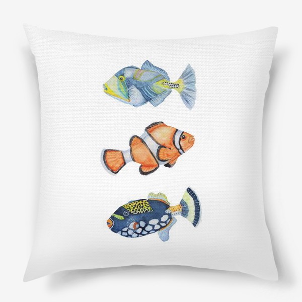 Подушка «Акварель красивые рыбки»
