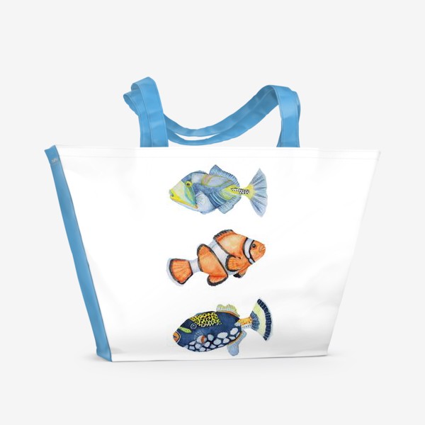 Пляжная сумка «Акварель красивые рыбки»
