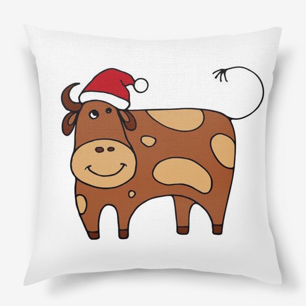 Подушка «Новогодняя корова. Символ года. Год быка. Подарок»