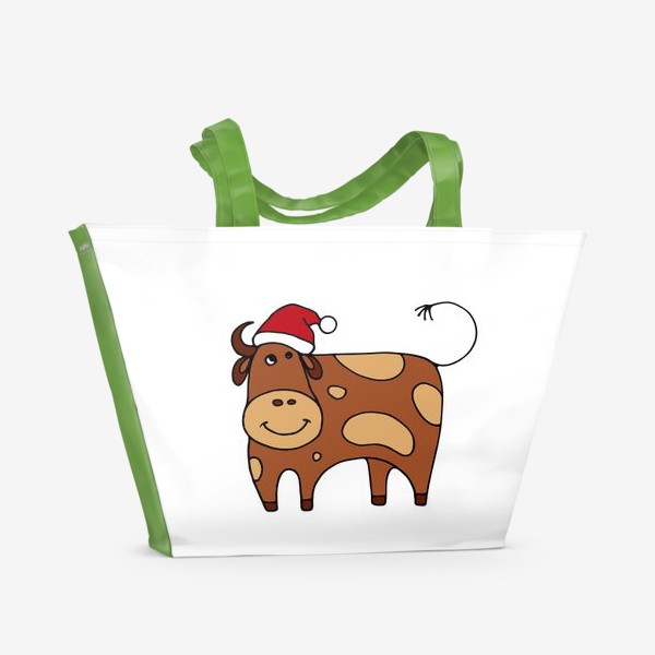 Пляжная сумка «Новогодняя корова. Символ года. Год быка. Подарок»