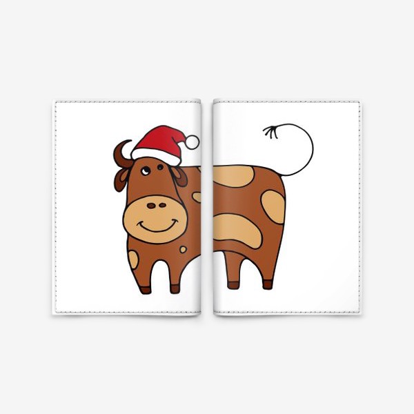 Обложка для паспорта «Новогодняя корова. Символ года. Год быка. Подарок»