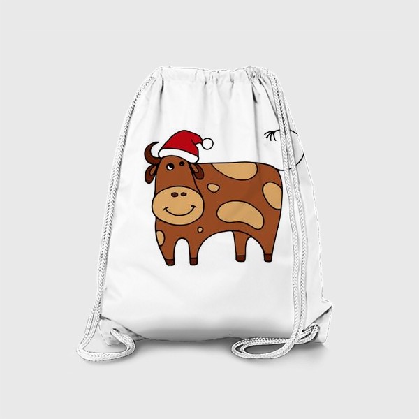Рюкзак «Новогодняя корова. Символ года. Год быка. Подарок»