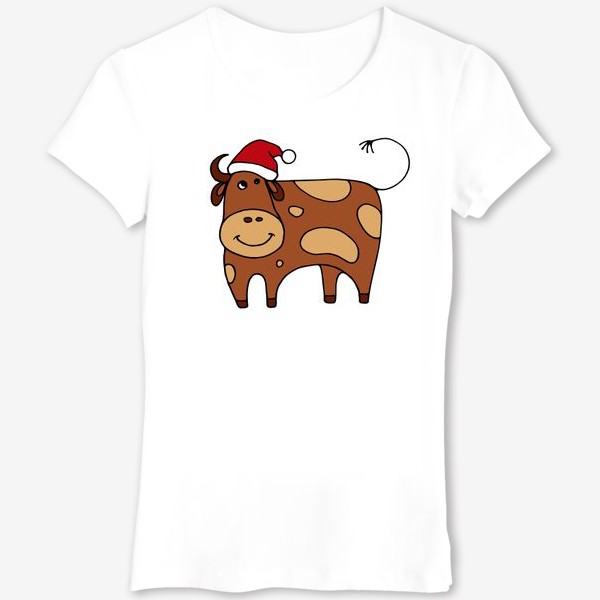 Футболка «Новогодняя корова. Символ года. Год быка. Подарок»