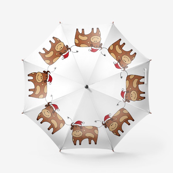 Зонт «Новогодняя корова. Символ года. Год быка. Подарок»