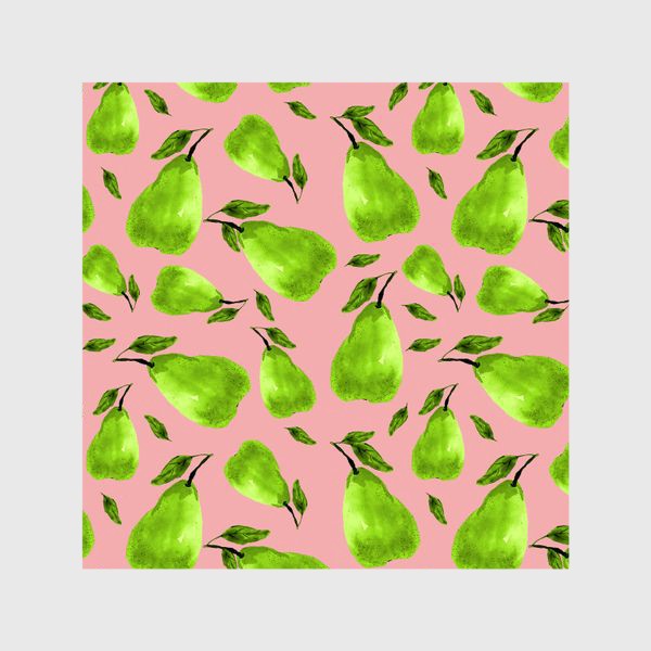 Шторы «Зеленые груши на розовом фоне»