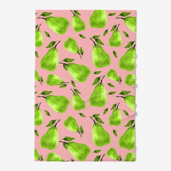 Полотенце «Зеленые груши на розовом фоне»