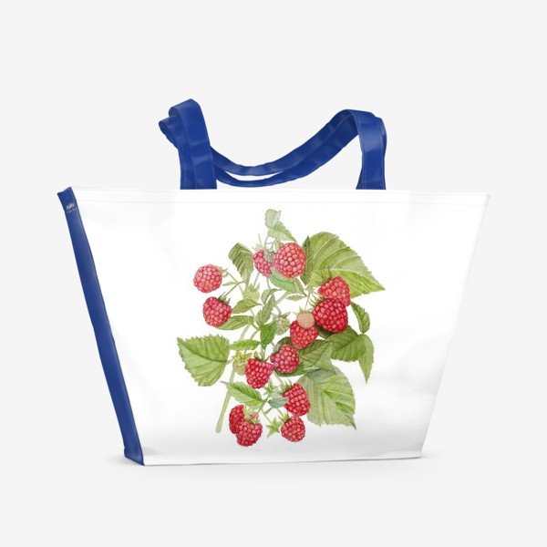 Пляжная сумка &laquo;Акварель куст ягоды красная малина&raquo;