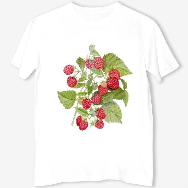 Футболка «Watercolor illustration of red raspberry Bush.»