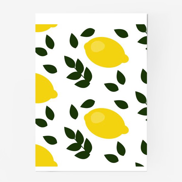 Постер «паттерн лимоны с листьями»