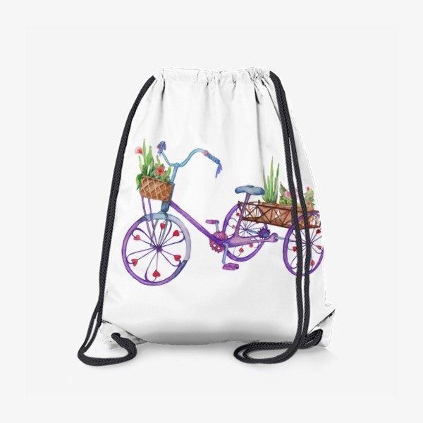 Рюкзак «Акварель. Велосипед с цветами.»