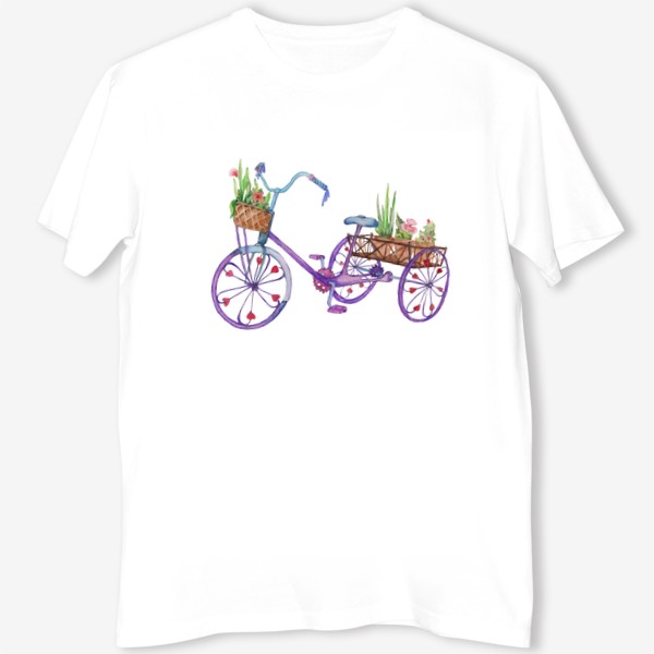 Футболка «Акварель. Велосипед с цветами.»