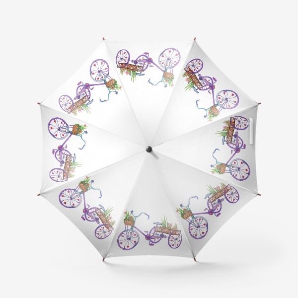 Зонт «Акварель. Велосипед с цветами.»