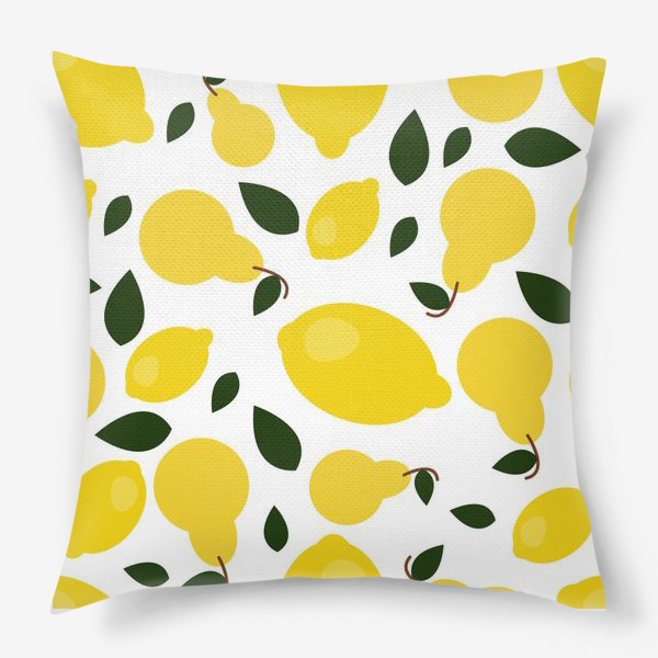 Подушка «паттерн лимон и груши»