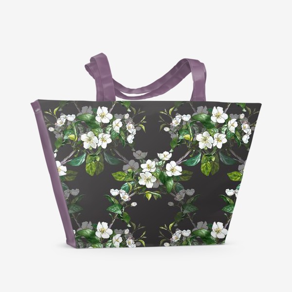 Пляжная сумка &laquo;паттерн с цветущей яблоней&raquo;