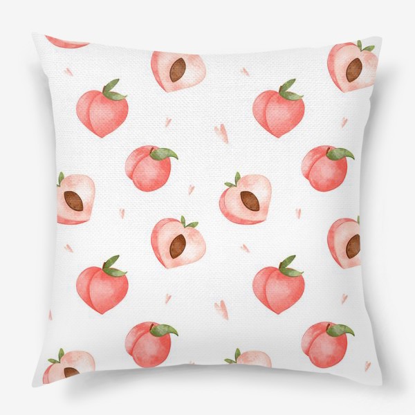 Подушка «Паттерн розовые сладкие милые персик и сердце»
