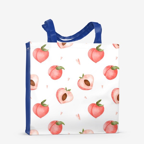 Сумка-шоппер «Паттерн розовые сладкие милые персик и сердце»