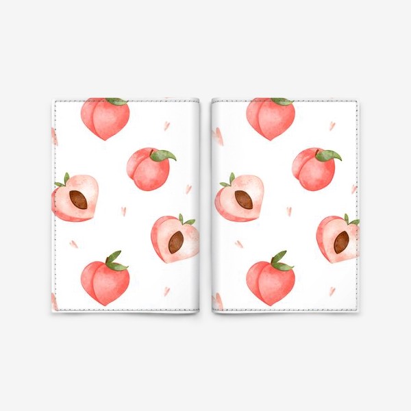 Обложка для паспорта «Паттерн розовые сладкие милые персик и сердце»