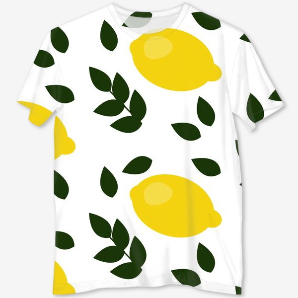 Футболка с полной запечаткой «паттерн лимоны с листьями»