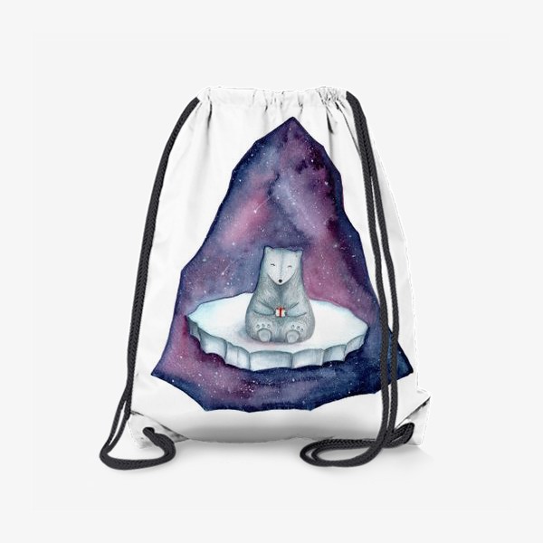 Рюкзак «Медведь в космосе на льдине с подарком»