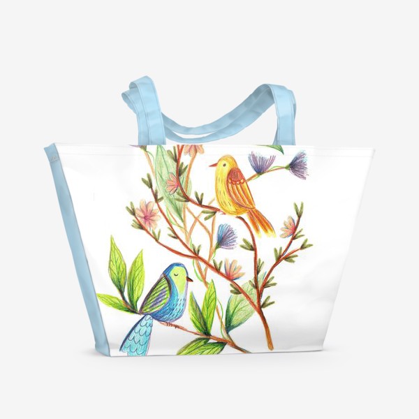 Пляжная сумка «Птицы на ветках»