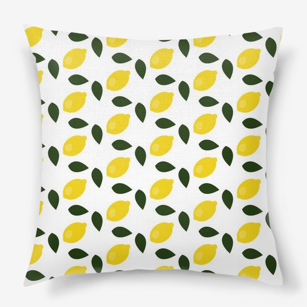 Подушка «паттерн с лимонами и листьями»