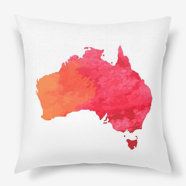 Подушка «Карта Австралии с розовой акварельной текстурой»