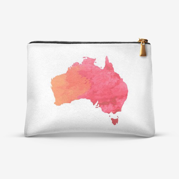 Косметичка «Карта Австралии с розовой акварельной текстурой»