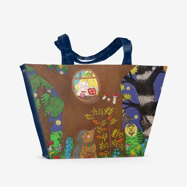 Пляжная сумка &laquo;Маленький ежик в сказочном лесу&raquo;