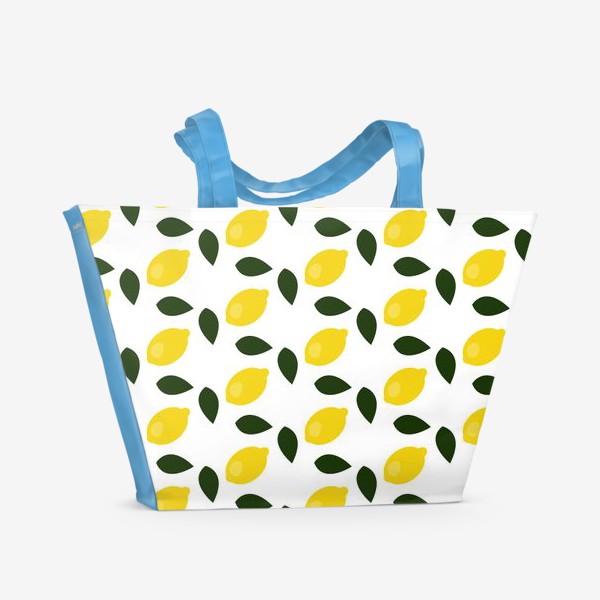 Пляжная сумка «паттерн с лимонами и листьями»